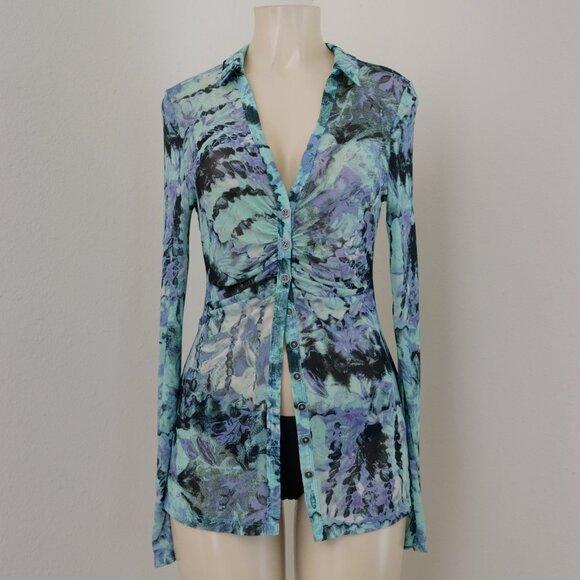 Free People Tops - Free People Blue and Purple Button-Up Top
